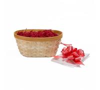 Wickerfield Honey Oval Natural Bamboo Storage Woven Basket Gift Hamper Trays Home Decoration Bathroom Organizer with Paper Shreds (Red)