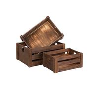 Wickerfield Lovely Brown Wooden Crates Storage Rack Shelves Christmas Eve Gift Hamper Box (Set (S+M+L))