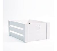 Wickerfield Lovely White Wooden Crates With Heart Handles Storage Box Wooden Tray Wooden Shelves (Pure White, Set(L+M+S))