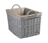 Wickerfield Medium Grey Rectangular Wicker Laundry Basket with Cotton Liner