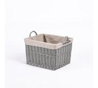 Wickerfield Medium Grey Rectangular Wicker Laundry Basket with Liner