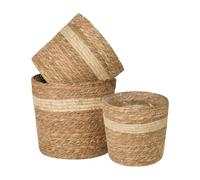 Wickerfield Natural Seagrass Basket for Indoor Plant Decorayion Garden Planter with Waterproof Liner (Set (S+M+L))