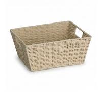 Wickerfield Paper Rope Storage Baskets for Shelves Kitchen Bedroom, Woven Hamper Basket with Handle, Bathroom Storage Baskets for Toiletries, Nesting Handwoven Basket for Storage (1, Light Beige)