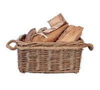 Wickerfield Rectangular Wicker Log Basket, Log Baskets for Wood Burner Indoor & Fireplaces, Large Wicker Storage Basket with Rope Handle, Wood Baskets for Logs (Medium)