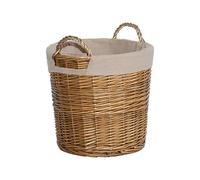Wickerfield Round Wicker Laundry Basket with Lining, Large Storage Basket with Handle, Home Storage for Washing, Toys, Nursery (Brown, Round, Medium)