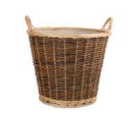 Wickerfield Round Wicker Storage Basket with Handle, Fireplace Accessories, Large Log Baskets for Wood Burner and Indoor Log Store (Brown)