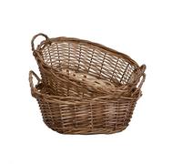 Wickerfield Set of 2 Handwoven Wicker Gift Baskets DIY Empty Hamper Kit for Christmas, Christening, Wedding, Birthday Gift (Brown Baskets Only)