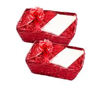 Wickerfield Set of 2 Red Wicker Gift Hamper Baskets with Red Paper Fill