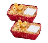 Wickerfield Set of 2 Wicker Gift Baskets Creat Your Own Hamper Kit for Christmas, Christening, Wedding, Birthday Gift (Red Baskets, Khaki Fillings)
