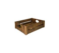 Wickerfield Shallow Wooden Storage Box, Wooden Storage Crate with Handle, Wood Decorative Boxes, Stackable Organiser for Kitchen Office Pantry & Bathroom, Rustic Gift Hamper Box (Brown, Extra Large)