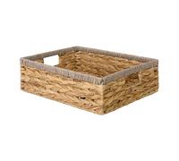 Wickerfield Shallow Woven Water Hyacinth Basket, Wicker Hamper Basket with Handle, Storage Baskets for Bathroom, Toys, Gift (Paper Rope, Large)