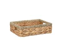 Wickerfield Shallow Woven Water Hyacinth Basket, Wicker Hamper Basket with Handle, Storage Baskets for Bathroom, Toys, Gift (Seagrass, Large)