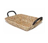 Wickerfield Small Wicker Storage Baskets for Hampers, Bathroom Storage, Woven Rattan Basket with Handles, Wicker Tray, Shallow Basket Tray, Water Hyacinth, Seagrass Trays (Rectangular, Medium)