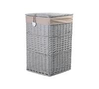 Wickerfield Square Wicker Laundry Basket Bin with Lid & Liner, Grey, Large | washing basket with lid, lidded wicker storage basket, lined laundry basket, laundry hamper with lid