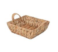 Wickerfield Water Hyacinth Woven Storage Basket for Shelves Wicker Gift Hamper with Handle Small Home Office Kitchen Bathroom Organizer (Square)