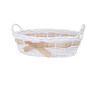 Wickerfield Wicker Basket with Handles and Bowknot Home Collection Storage Basket Display Decoration Gift Shelf Hamper (White)