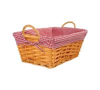 Wickerfield Wicker Basket with Plaid Liner and Handles for Home Storage Collection Gift Hamper Window Display Decoration (Honey)