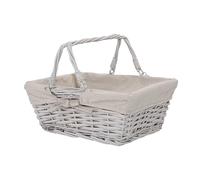 Wickerfield Wicker Basket with Red Gingham Liner and Foldable Handles - Gift Hamper, Wedding, Flower Girl, Home Storage, Decoration
