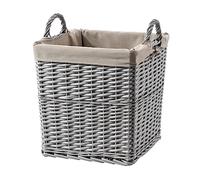 Wickerfield Wicker Laundry Basket with Handles, Log Baskets for Wood Burner Indoor, Extra Large Willow Storage Baskets for Blanket, Large Wicker Log Basket Rectangle for Fireplace (Grey, Split Wicker)