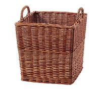 Wickerfield Wicker Laundry Basket with Handles, Log Baskets for Wood Burner Indoor, Extra Large Willow Storage Baskets for Blanket, Large Wicker Log Basket Rectangle for Fireplace (Brown, Full Wicker)