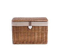 Wickerfield Willow Basket and Trunk Chest Hamper with Lid and Cotton Liner for Office and Home Storage in Living rooms, Bedroooms (Medium, Brown)