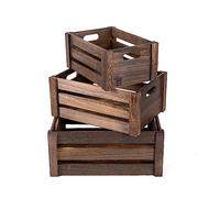 Wickerfield Wooden Crate with Handles Shelve Basket Racking Crates Gift Hampers Wedding Decoration Retail Display Rack (Set (S+M+L))