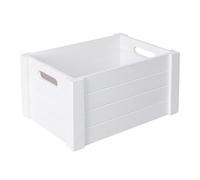 Wickerfield Wooden Crates with Cutout Handles Under Bed Storage Boxes Cube Christmas Eve Large Gift Box Dog Toy Hamper Baskets for Gifts Empty (White, Set (S+M+L))