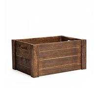 Wickerfield Wooden Crates with Cutout Handles Under Bed Storage Boxes Cube Christmas Eve Large Gift Box Dog Toy Hamper Baskets for Gifts Empty (Brown, Small)