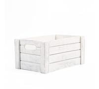 Wickerfield Wooden Crates with Cutout Handles Under Bed Storage Boxes Cube Christmas Eve Large Gift Box Dog Toy Hamper Baskets for Gifts Empty (Grey, Large)