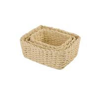 Wickerfield Woven Storage Basket 3 Sizes Paper Rope Basket Bathroom Cupboard Drawer Closet Shelf Organizer (Cream)