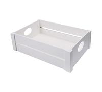Wickerfield X Large White Shallow Wooden Display Crate Handled Storage Box