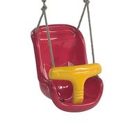 WICKEY Baby Swing seat Bipartite Age 3+, Child Swing with Safety Feature, Safety Belt, red-Yellow
