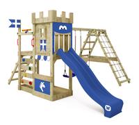 WICKEY DragonFlyer - Wooden climbing frame with slide and two swing seats