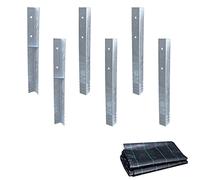 Wickey Ground Anchor Post Anchor Set SolidLock 6 Pieces for Climbing Frame & Swing Set, Angle Anchor for Play Tower & Garden Fence + Wickey Weed Control Fabric 250x250 cm