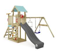 Wickey MultiFlyer Light Climbing Tower, Swing and Slide, Climbing Tower for Kids Outdoor with Sandbox, Ladder and Play Accessories for the Garden - Anthracite