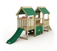 Wickey My First Playground 2 Playground for toddlers, climbing frame, children's garden playground in impregnated solid wood with green slide and green tarpaulin