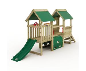 Wickey My First Playground 2 Playground for toddlers, climbing frame, children's garden playground in impregnated solid wood with green slide and green tarpaulin