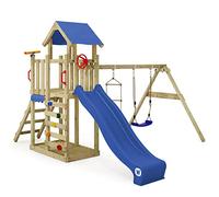 Wickey Play Tower Climbing Frame MultiFlyer Light, Swing & Blue Slide, Outdoor Children's Climbing Tower with Sandpit, Ladder & Play Accessories for the Garden