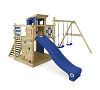 Wickey Smart Camp Climbing Frame with Double Swing, blue - Wooden, for Kids, Garden
