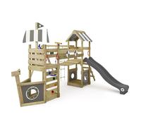 WICKEY StormFlyer Play Tower Climbing Frame with Swing & Slide, Outdoor Children's Climbing Tower with Sandpit, Ladder & Play Accessories for the Garden (Anthracite)