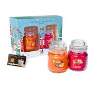 Wickford & Co Festive Scented Jar Candle Gift Set | Mini Christmas Candle Set of 2 (140g) | Winter Scents, Xmas Gifts for Women | Includes ShopZee Safety Guide (Chocolate Orange/Apple & Cinnamon)