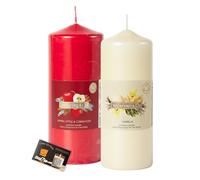 Wickford & Co Large Festive Scented Pillar Candle Bundle | Warm Apple & Cinnamon, Vanilla Candles Long Burning 110hrs, Christmas Candles Gifts for Women | Includes ShopZee Safety Tips Guide (2-Pack)
