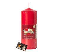 Wickford & Co Large Festive Scented Pillar Candle | Red 750g Candles Long Burning 110hrs, Christmas Candles Gifts for Women | Includes ShopZee Safety Tips Guide (Warm Apple & Cinnamon)