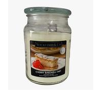 WICKFORD & CO Large Scented Candle in Glass Jar Burns UP to 95 Hours. 15cm 450g (Cherry Bakewell Tart)
