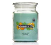 Wickford & Co Luxury Scented Large Glass Jar Candle by Wickford & Co - 18oz, 95-Hour Burn Time, Ideal for Any Space & Special Occasions - (Sage & Citrus)