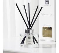 Wickford & Co Premium Reed Diffuser - Pomegranate, 165 ml - Long-Lasting Fruity Home Fragrance in Elegant Glass Bottle with Black Reeds