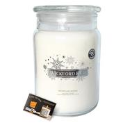Wickford & Co Snowflake Wishes Scented Candle 18oz | Festive Winter Fragrance, White Candles Long Burning 95hrs | Xmas Home Decor, Christmas Gifts for Women | Includes ShopZee Safety Tips Guide
