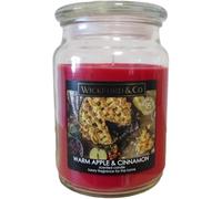 Wickford & Co Warm Apples & Cinnamon Luxury Scented Candle 18 Oz Jar with lid - up to 95 Hour Burn Time