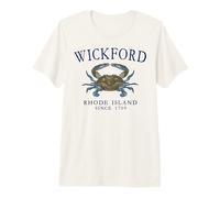 Wickford Rhode Island Crab Town Since 1709 Navy Blue Letters Premium T-Shirt