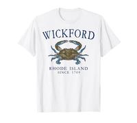 Wickford Rhode Island Crab Town Since 1709 Navy Blue Letters T-Shirt